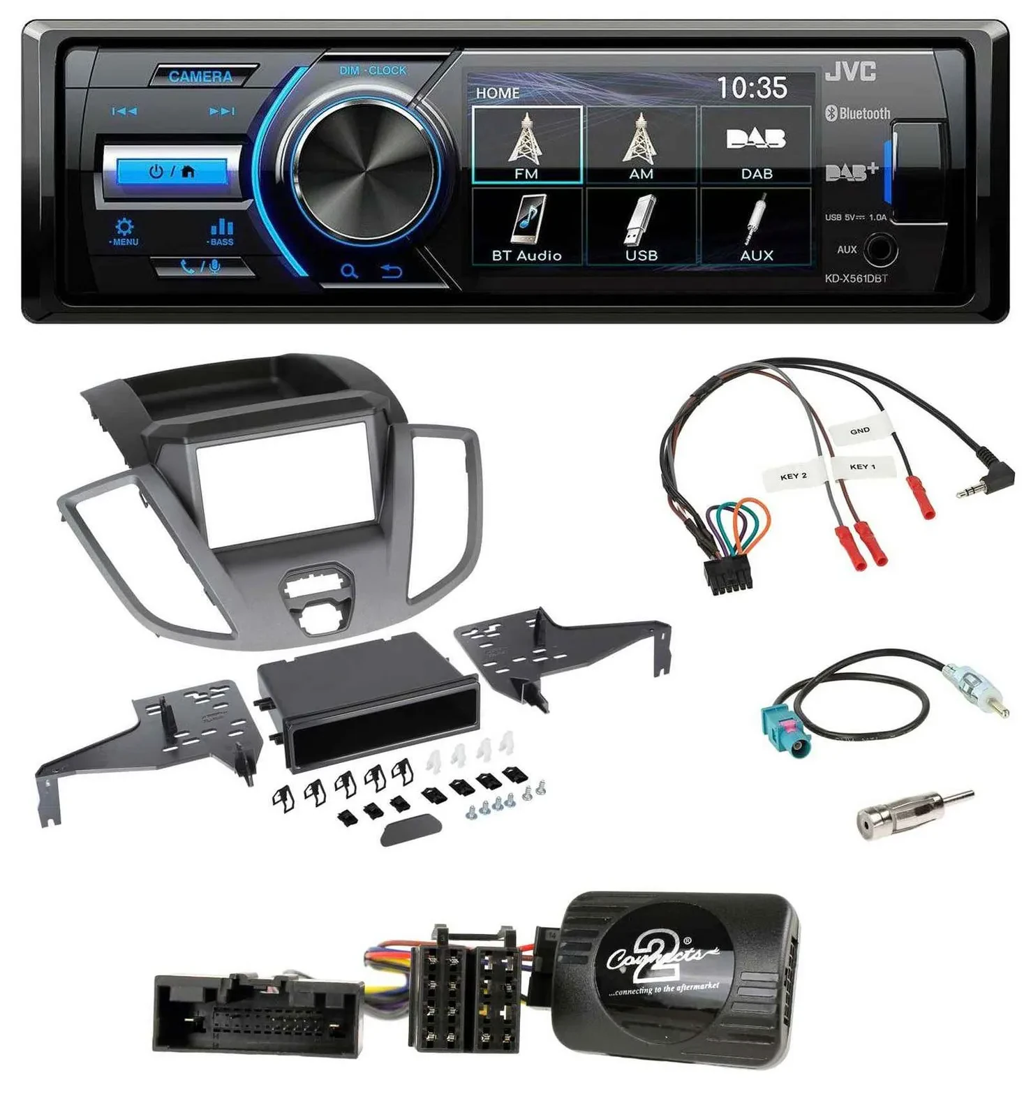 JVC Bluetooth Lenkrad USB DAB Autoradio für Ford Transit V363 15-18 ohne Display