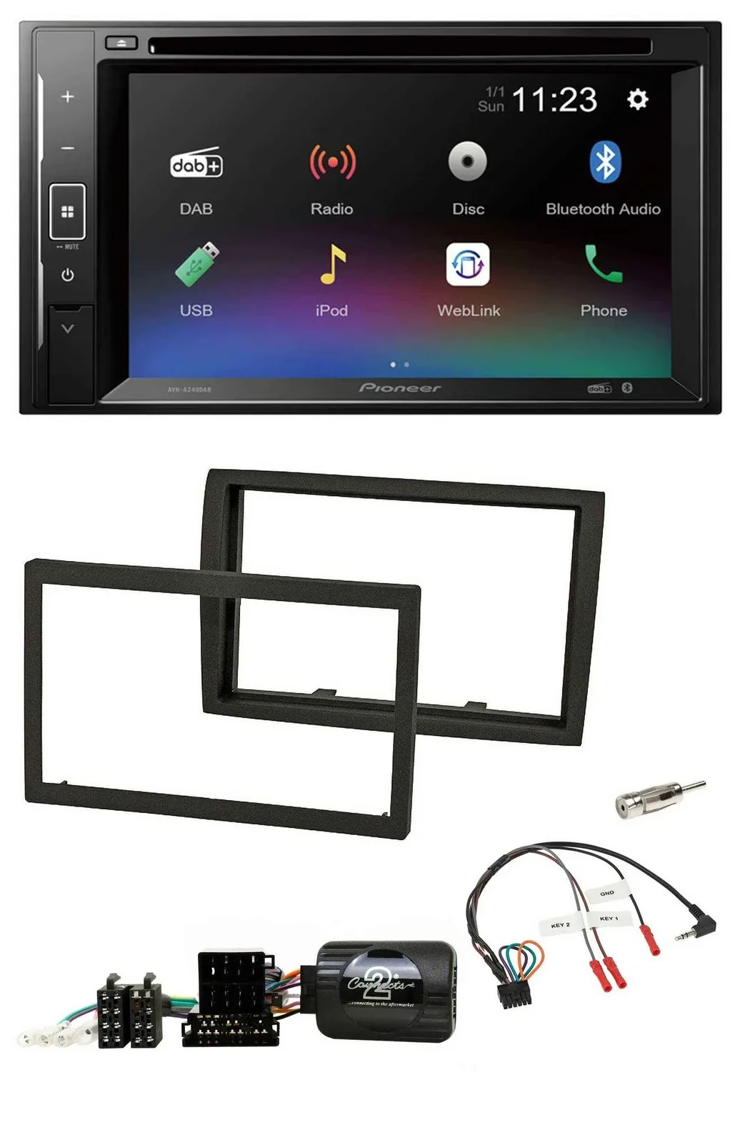 Pioneer Bluetooth Lenkrad USB 2DIN DAB DVD Autoradio für Fiat Ducato