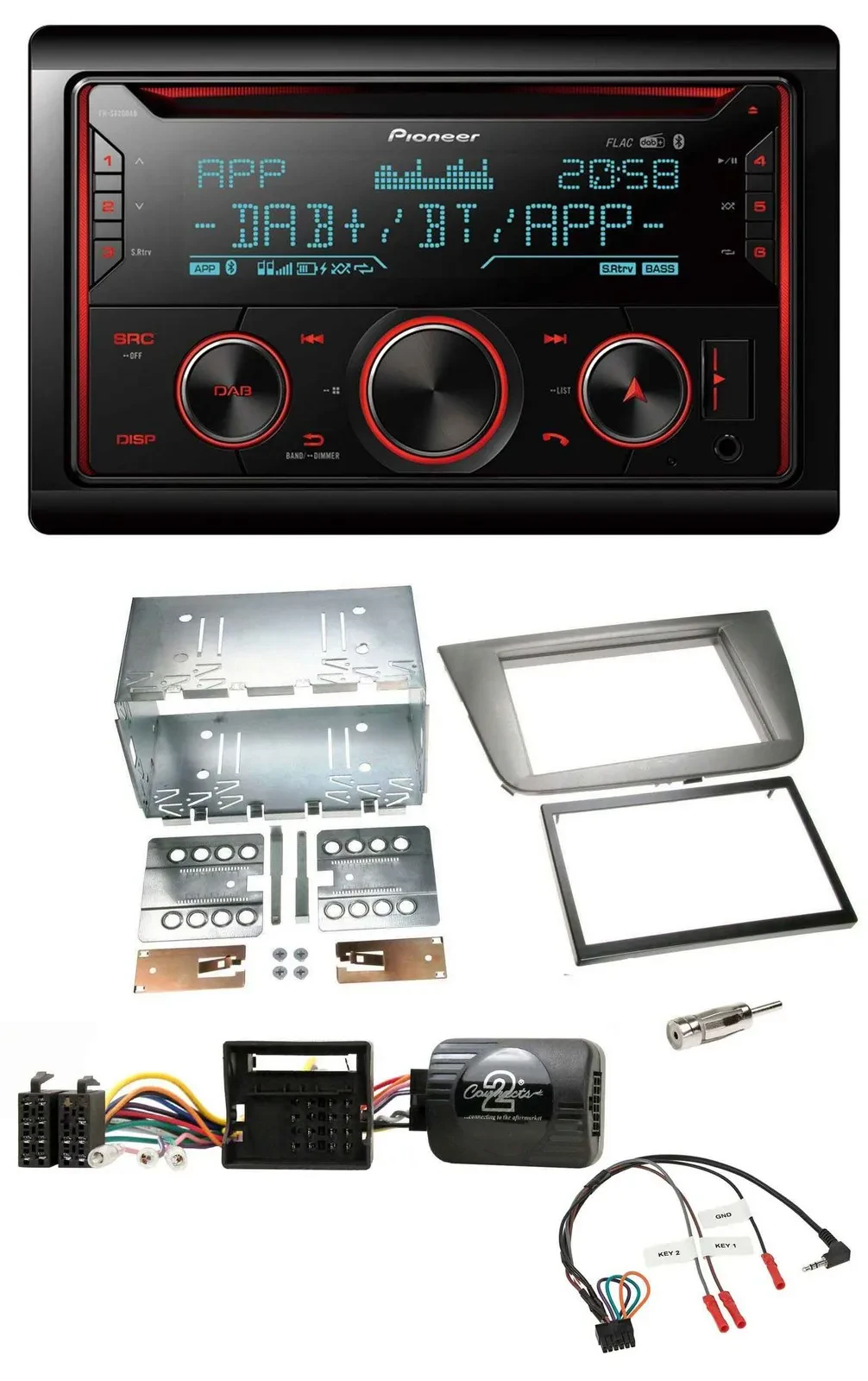 Pioneer 2DIN DAB Lenkrad Bluetooth USB CD Autoradio für Seat Altea Altea XL Tole