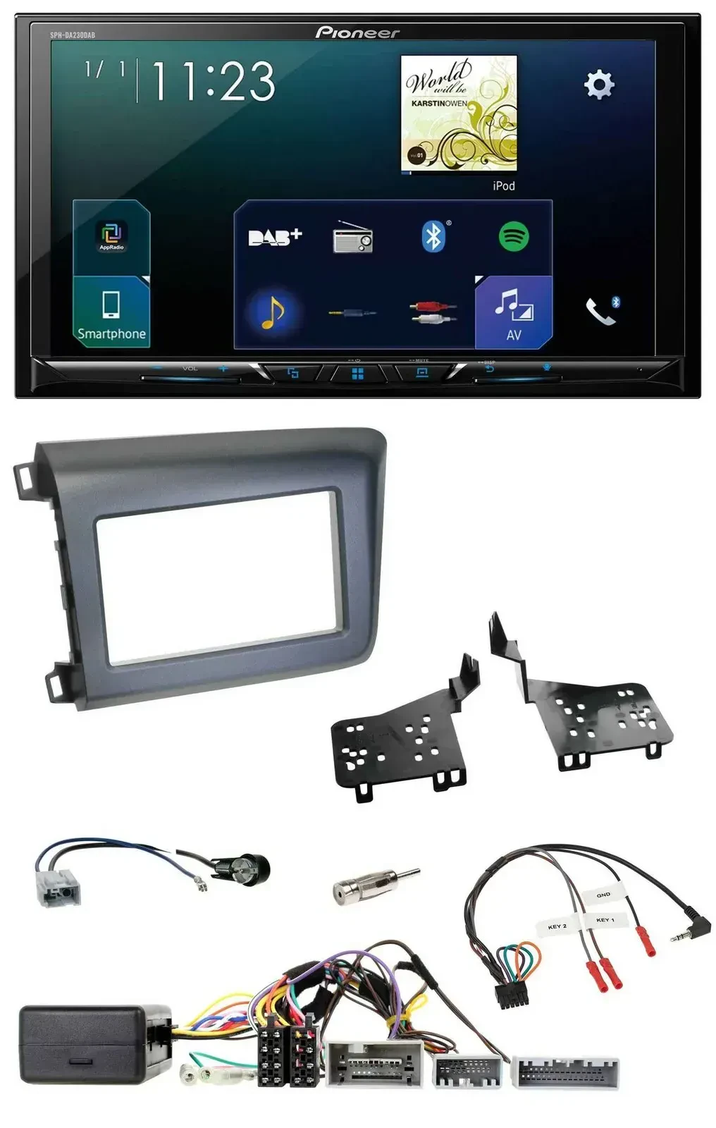 Автомагнитола для Honda Civic (US) 2012 Pioneer 2DIN Bluetooth USB DAB