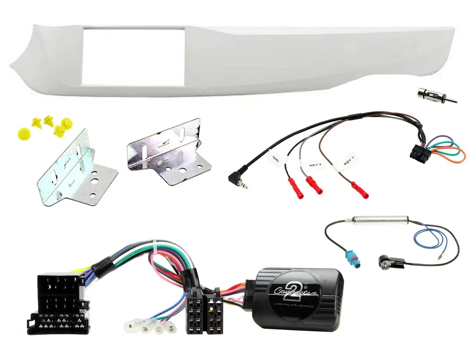 Einbauset Lenkradadapter Doppel DIN Autoradio für Alfa Giulietta 10-14 940 weiss