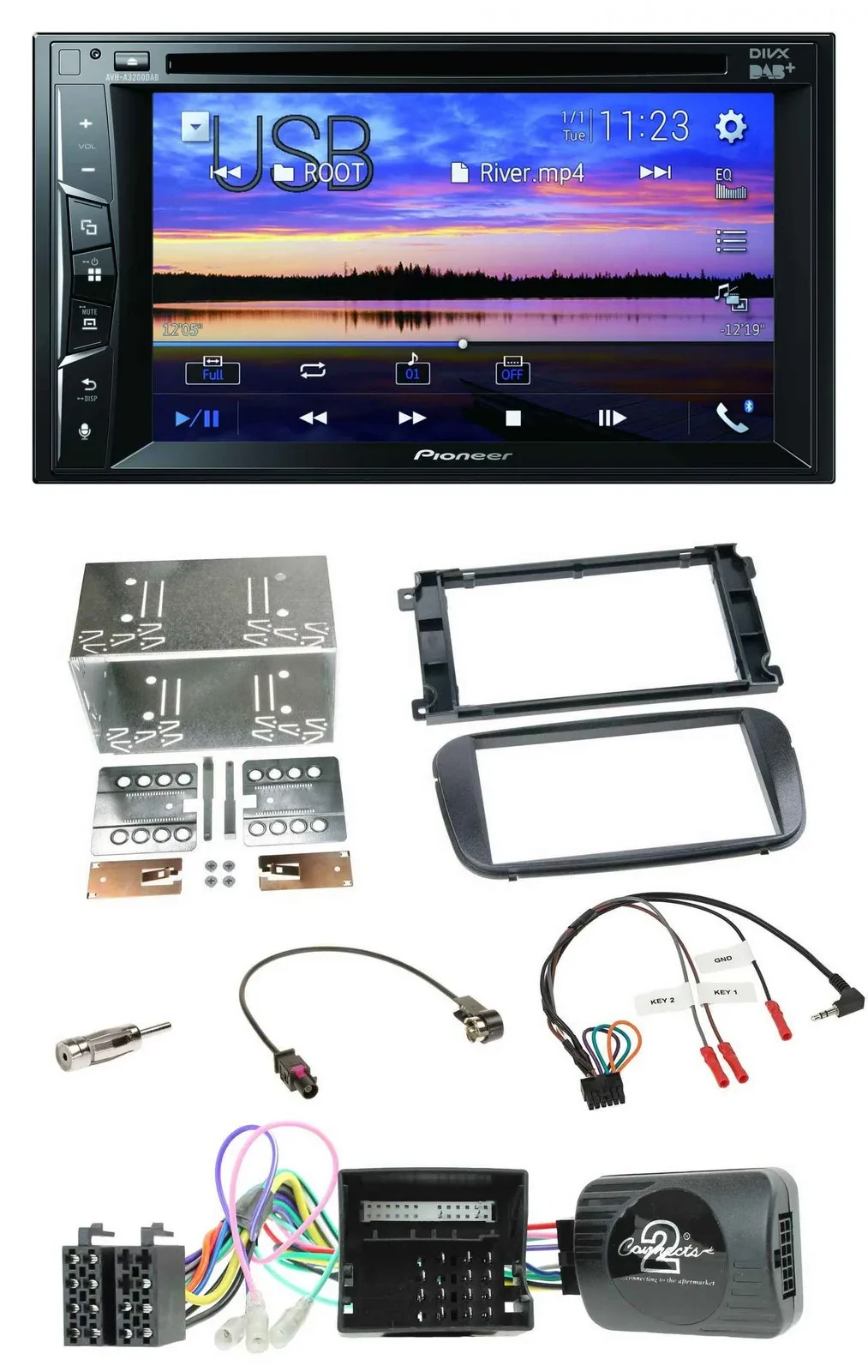 Pioneer Bluetooth 2DIN USB DVD DAB Lenkrad Autoradio für Ford C-Max Galaxy Focus
