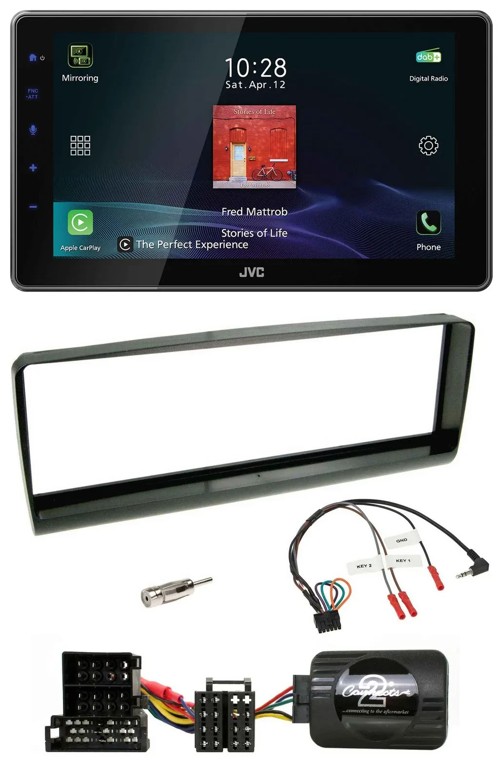 JVC DAB Lenkrad Bluetooth USB Autoradio für Alfa Romeo 156 00-01 schwarz