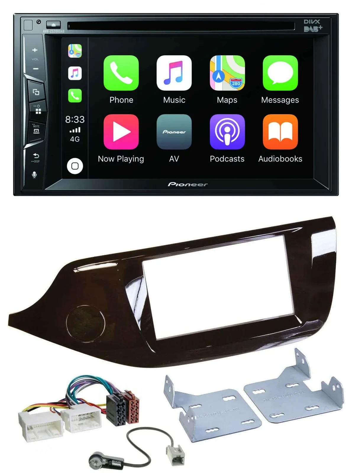 Автомагнитола Pioneer 2DIN, MP3/USB/DVD, Bluetooth, DAB, для Kia Ceed (с 2012), глянцевый