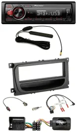Автомагнитола Pioneer 1DIN, DAB, USB, MP3, совместима с кнопками на руле, для Ford C-Max/Galaxy/Focus (с 2007), черный