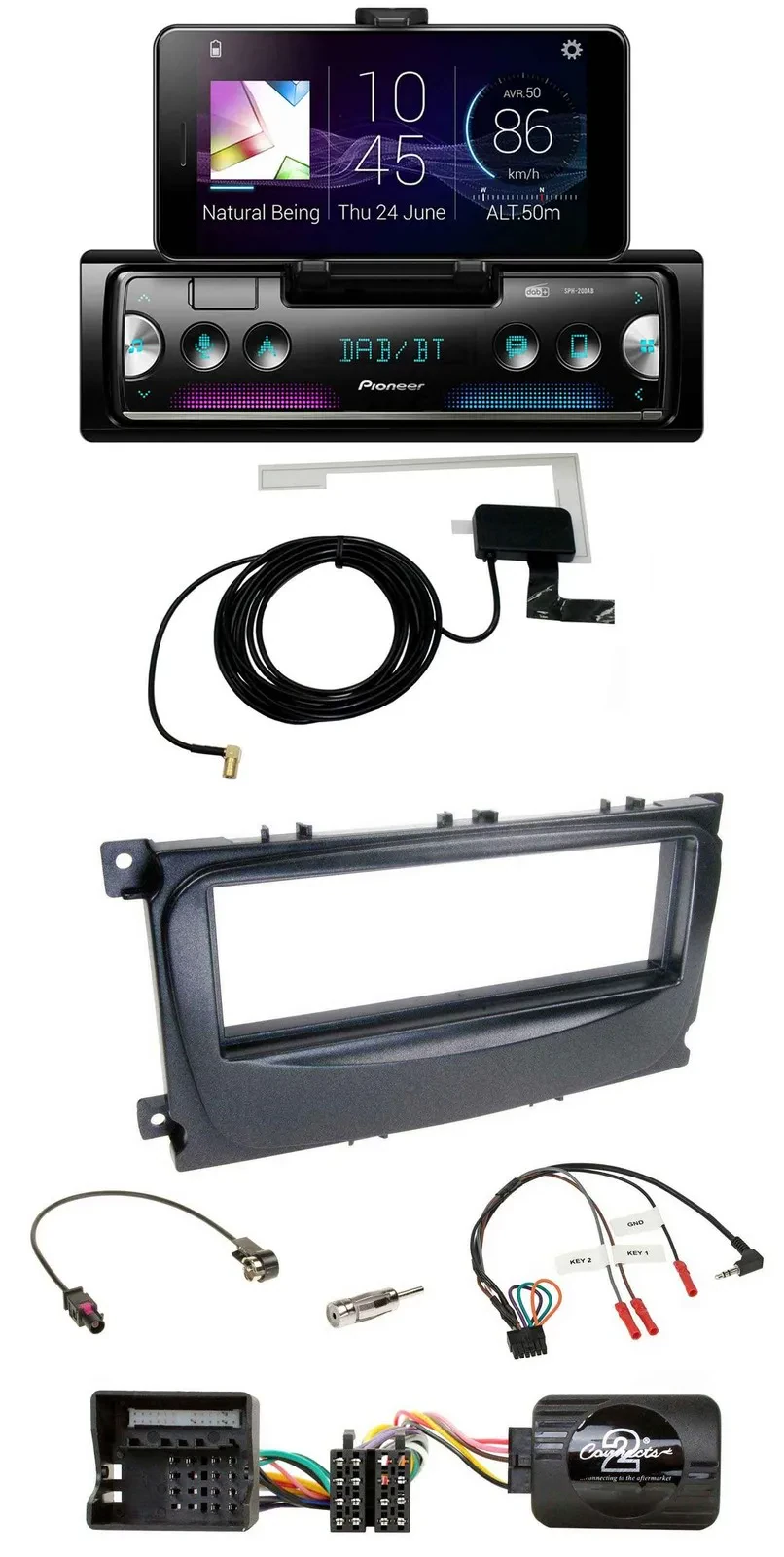Pioneer DAB Bluetooth Lenkrad USB Autoradio für Ford S-Max Mondeo 07-14 schwarz