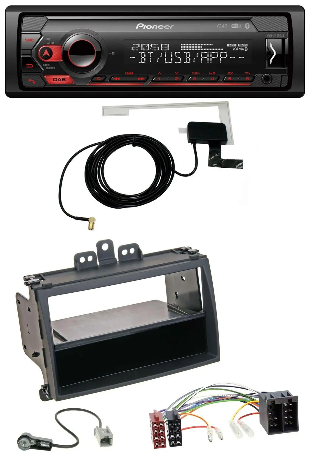 Pioneer DAB USB MP3 Bluetooth Autoradio für Hyundai i20 08-11 Rubber-Touch Ablag