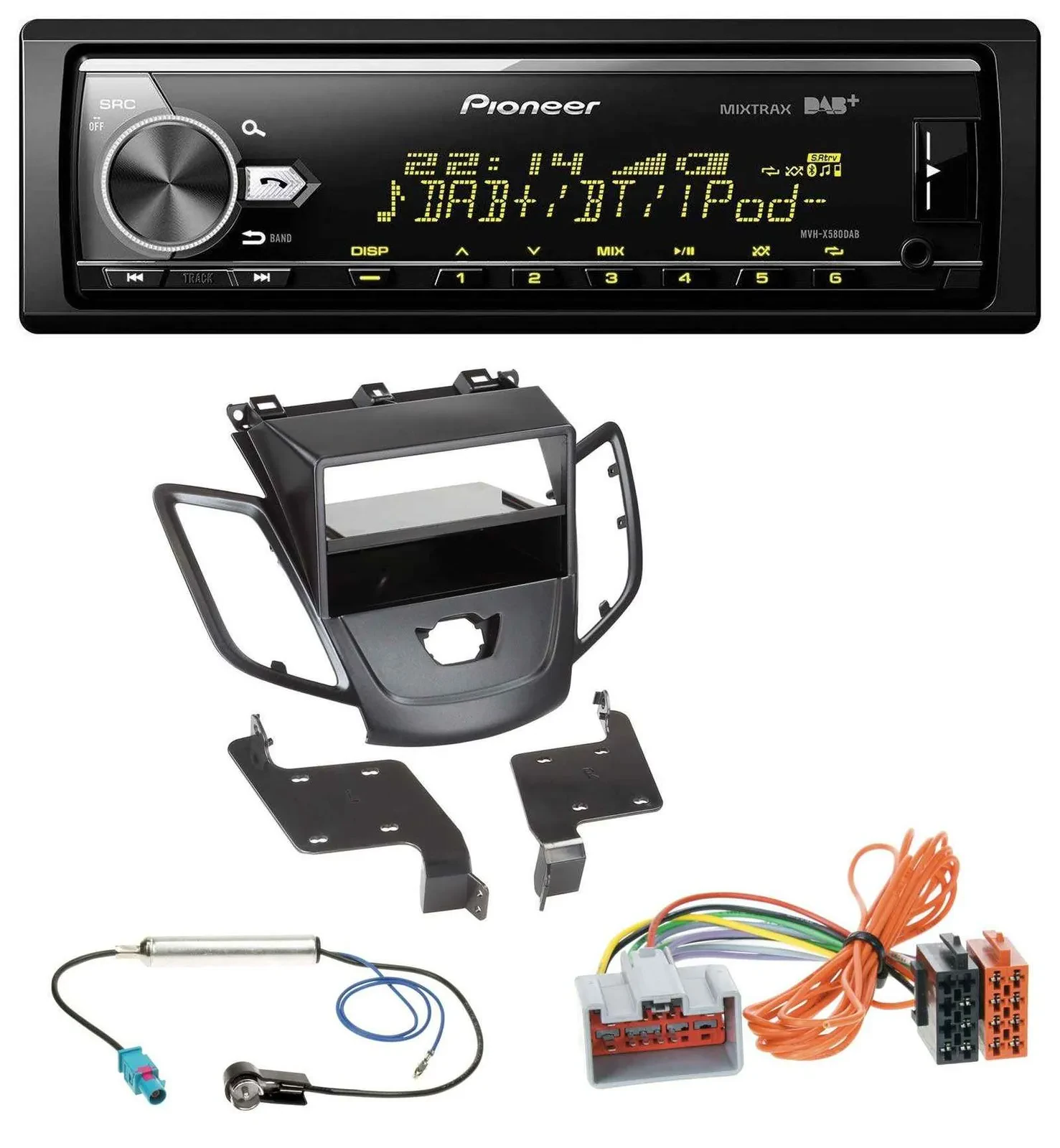 Pioneer Bluetooth USB DAB MP3 Autoradio für Ford Fiesta JA8 08-10 ohne Display s