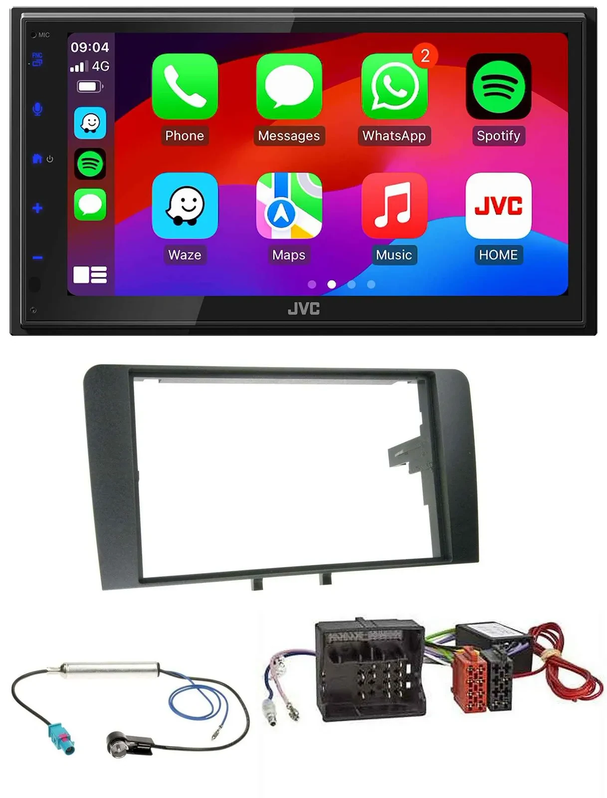 JVC Bluetooth USB MP3 2DIN DAB Autoradio für Audi A3 8P 2003-2012 Aktivsystem Qu