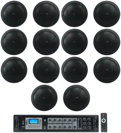 (14) JBL CONTROL 14C/T-BK 4" 25w 70v Black In-Ceiling Speakers+Amplifier