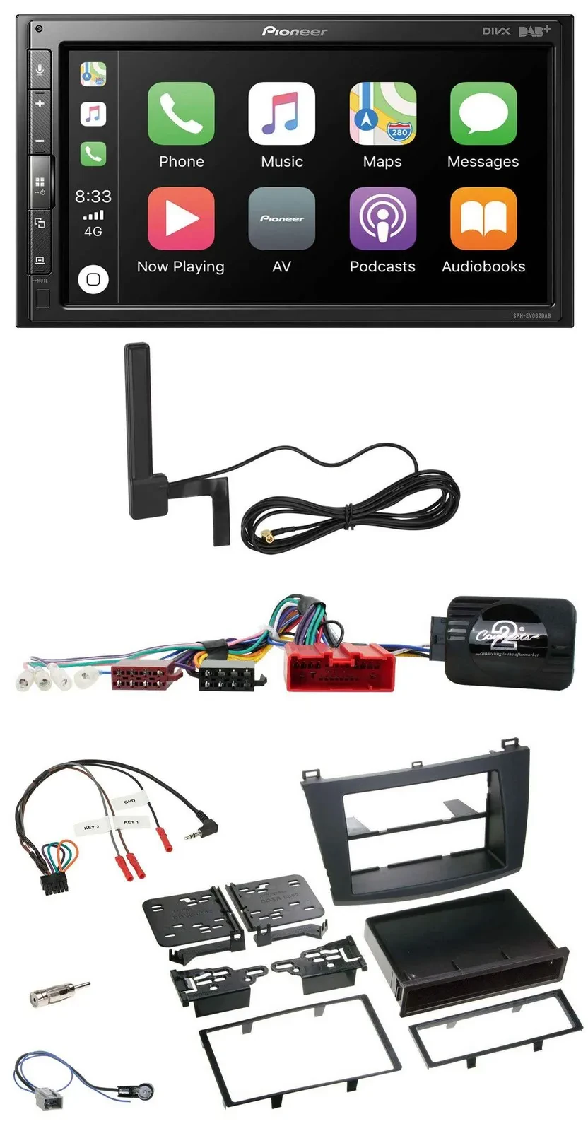 Автомагнитола для Mazda 3 2009–2013 Pioneer 2-DIN USB Bluetooth DAB CAN-Bus