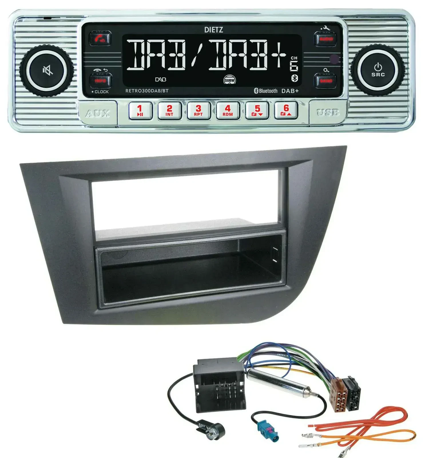 Dietz Bluetooth MP3 DAB USB Autoradio für Seat Leon (ab 05) - schwarz