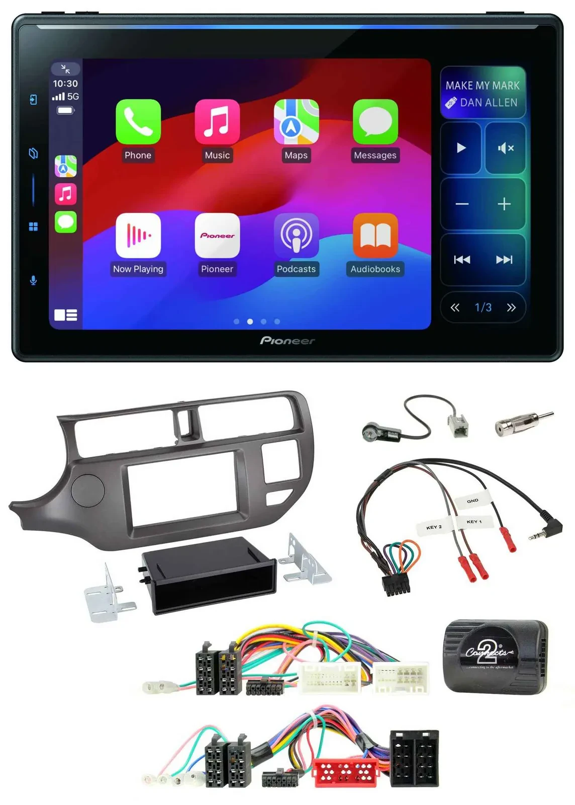 Pioneer Bluetooth DAB Lenkrad USB Autoradio für Kia Rio UB 2011-2015 anthrazit