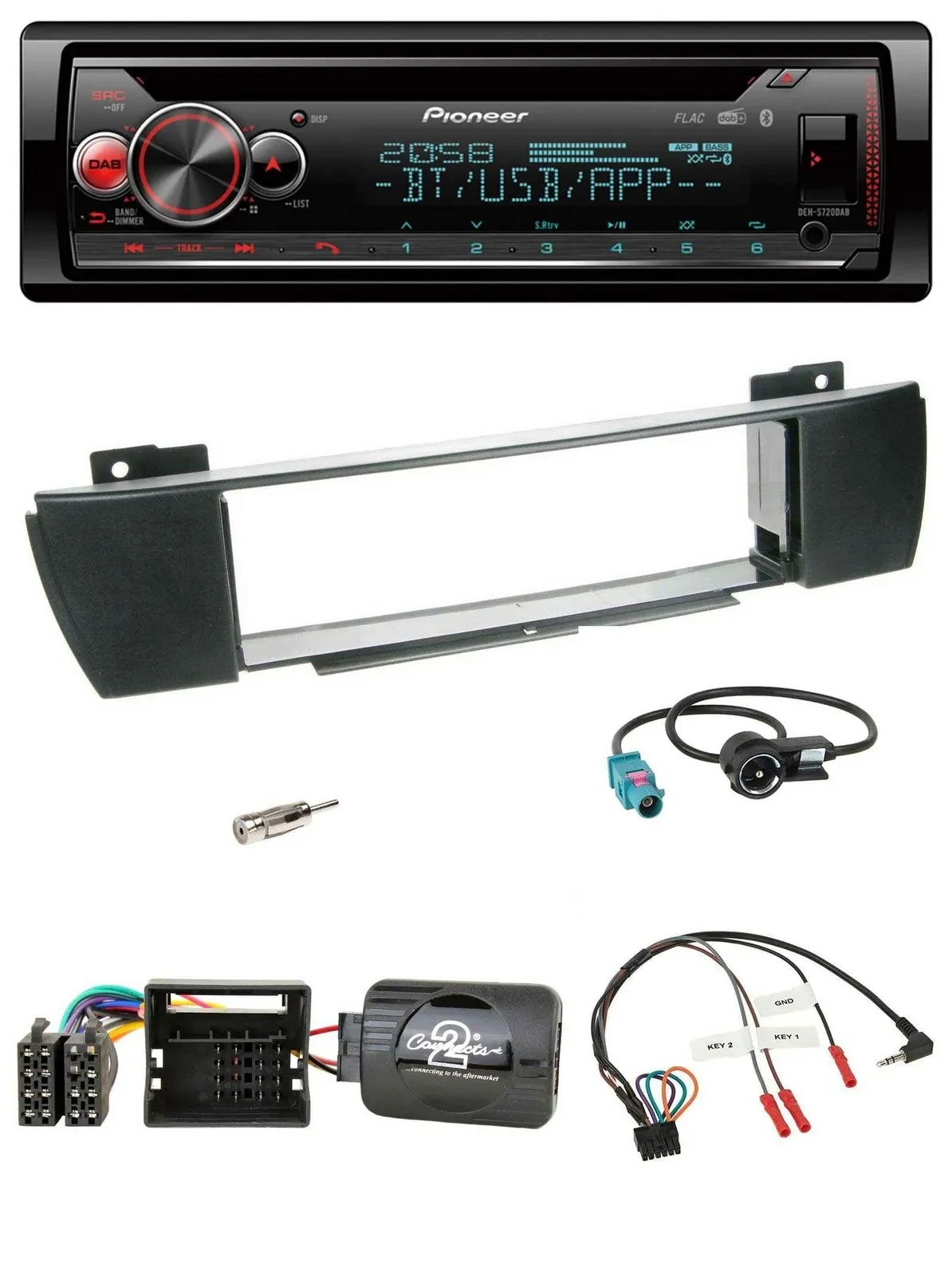 Pioneer Lenkrad DAB CD Bluetooth USB Autoradio für BMW X3 E83 2004-2010 mittig