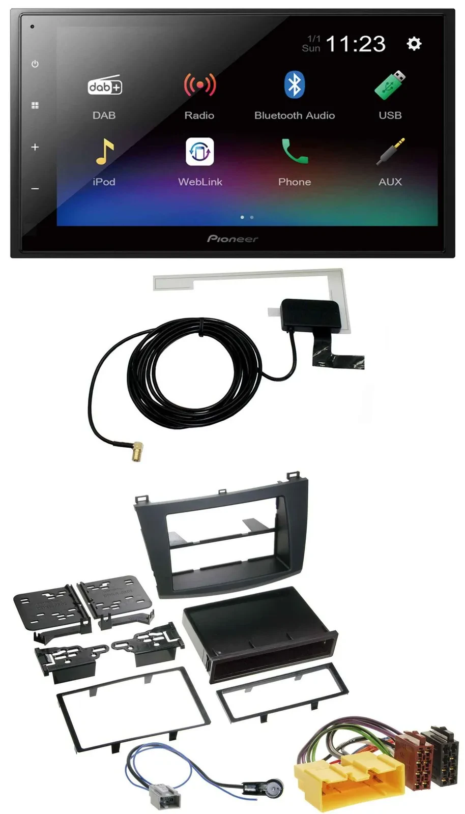 Pioneer DAB MP3 Bluetooth 2DIN USB Autoradio für Mazda 3 (2009-2013)