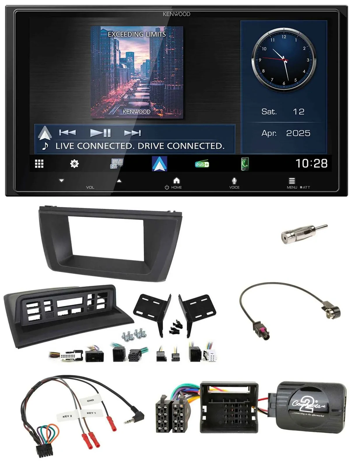 Kenwood Bluetooth 2DIN USB DAB Lenkrad Autoradio für BMW X3 E83 2004-2010 mittig