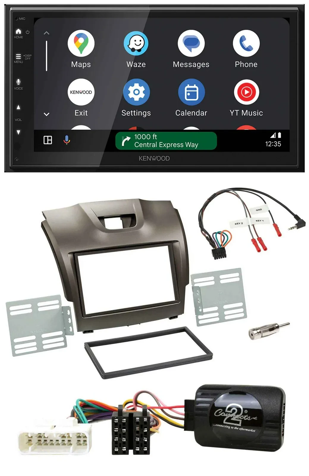 Kenwood DAB Bluetooth USB Lenkrad 2DIN Autoradio für Isuzu D-Max ab 2012 grau