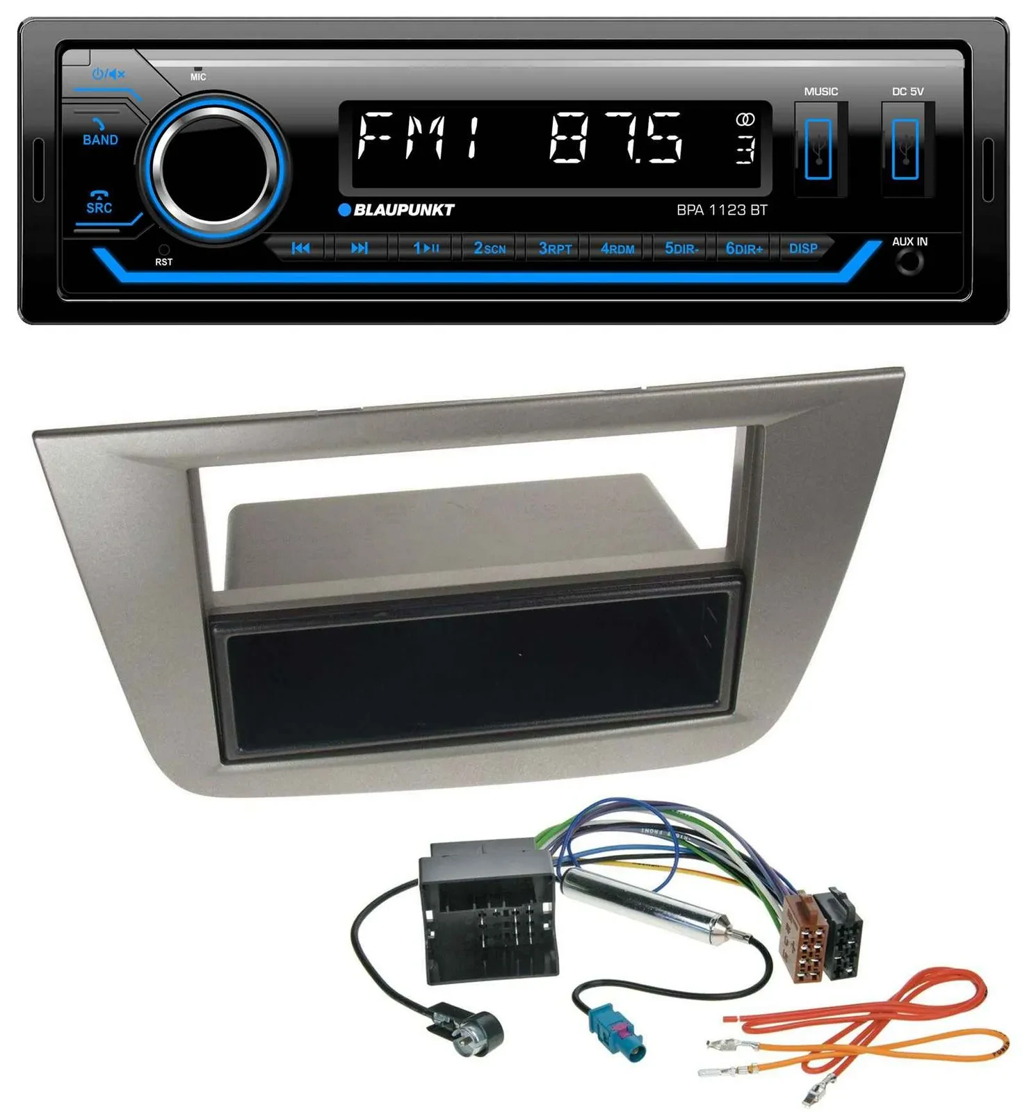 Blaupunkt MP3 Bluetooth USB AUX Autoradio für Seat Altea Toledo ab 05 Anthrazit-