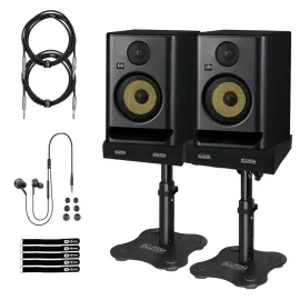 KRK Generation 5 Rokit RP5 G5 5" Powered Studio Monitor Speakers TRS Desk Stands