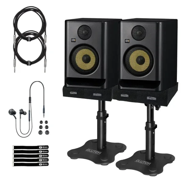 KRK Generation 5 Rokit RP5 G5 5" Powered Studio Monitor Speakers TRS Desk Stands
