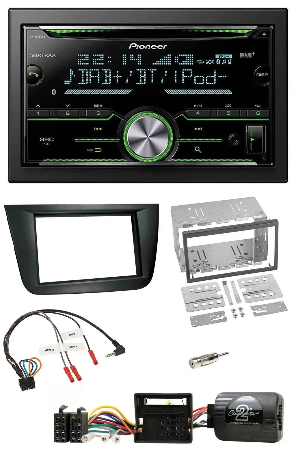 Автомагнитола Pioneer 2 DIN, Bluetooth, DAB, USB, CD, для Seat Altea/Toledo, черная