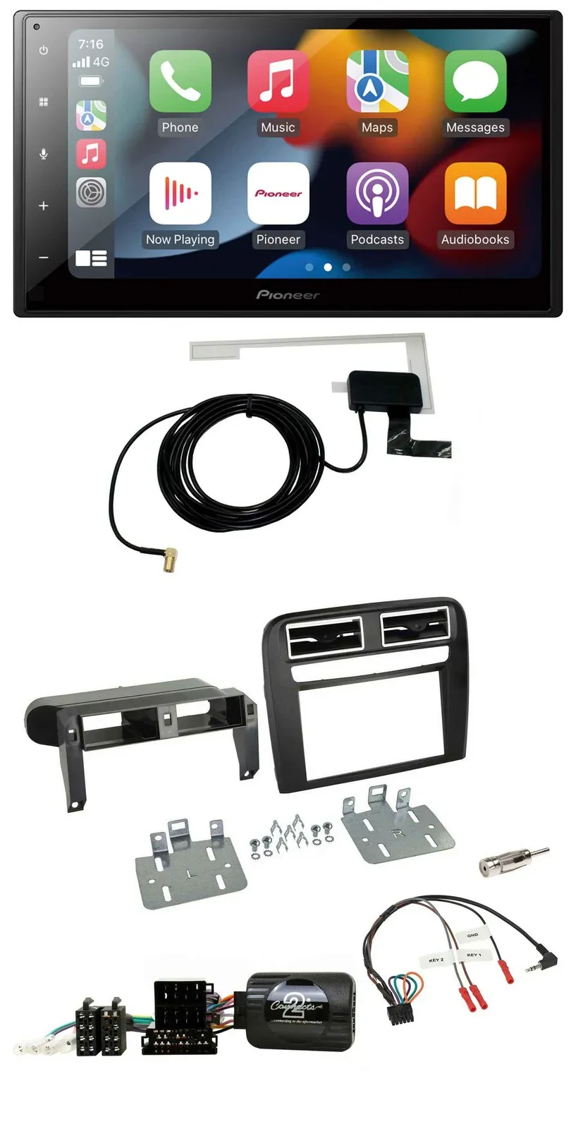 Pioneer Lenkrad USB Bluetooth DAB 2DIN Autoradio für Fiat Grande Punto 06-09 sch