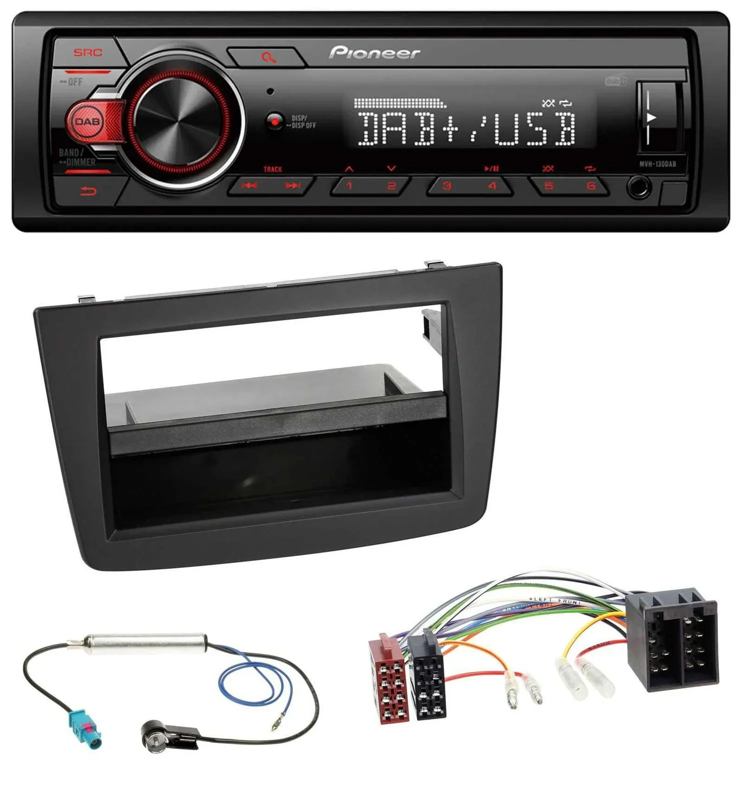 Pioneer MP3 1DIN DAB USB AUX Autoradio für Alfa Romeo Mito 955 08-14 ISO schwarz