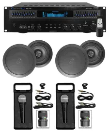 1500 Watt Home Karaoke Machine System+(2) 6.5" Black Ceiling Speakers