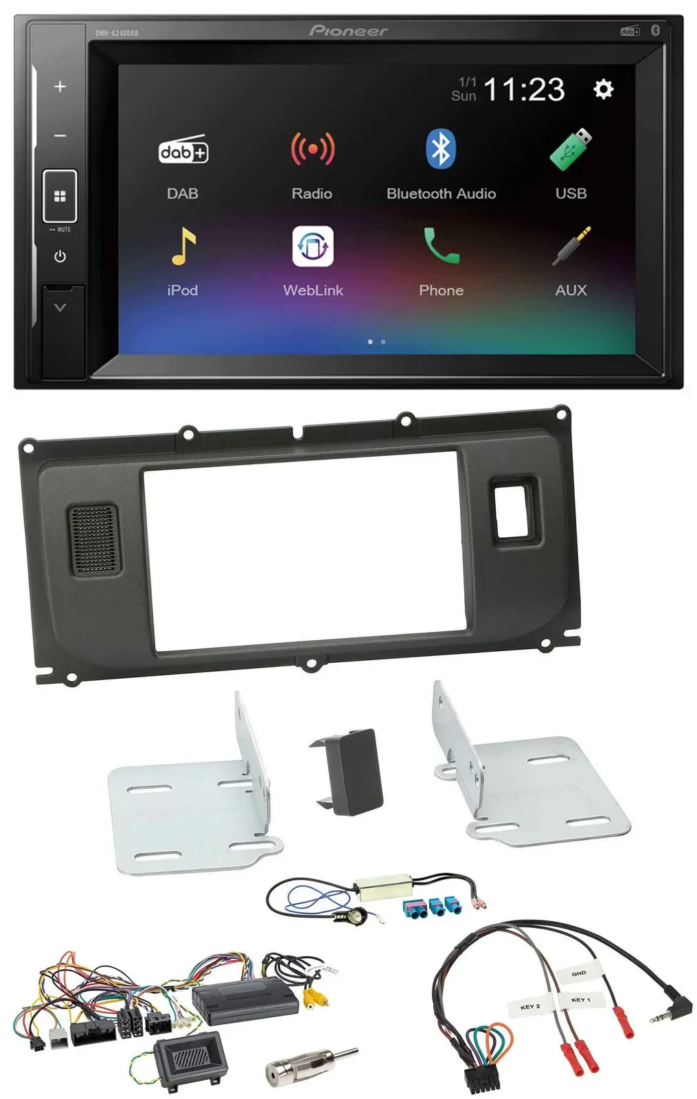 Pioneer DAB Lenkrad 2DIN Bluetooth USB Autoradio für Land Rover Evoque 11-13 Bli