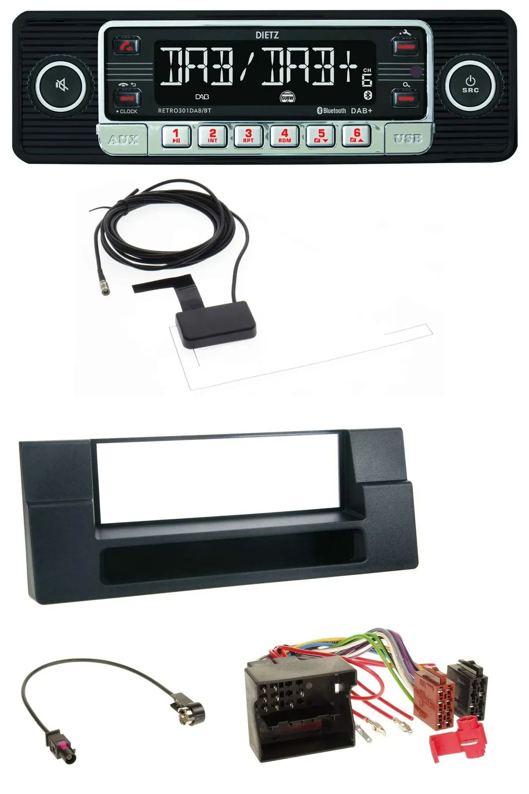 Автомагнитола Dietz DAB Bluetooth USB MP3 для BMW X5 E53 и 5er E39, Quadlock с карманом