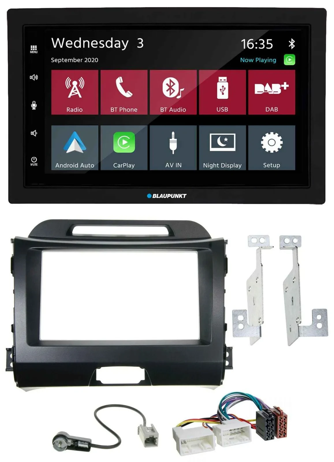 Blaupunkt 2DIN MP3 USB Bluetooth DAB Autoradio für Kia Sportage 3 10-15 SL schwa