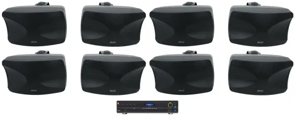 Настенная акустика JBL WET-44 PRO Black с усилителем (8 штук)