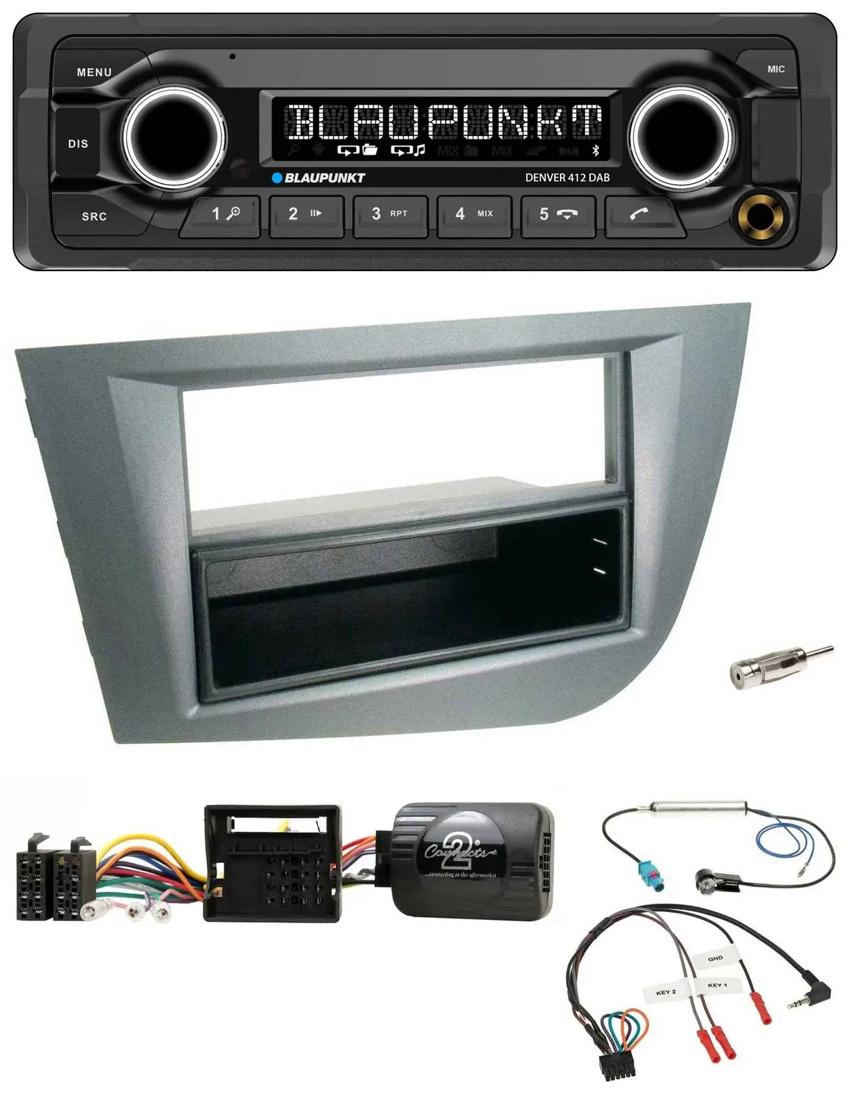 Blaupunkt Bluetooth DAB Lenkrad USB Autoradio für Seat Leon 2005-2010 dunkelgrau