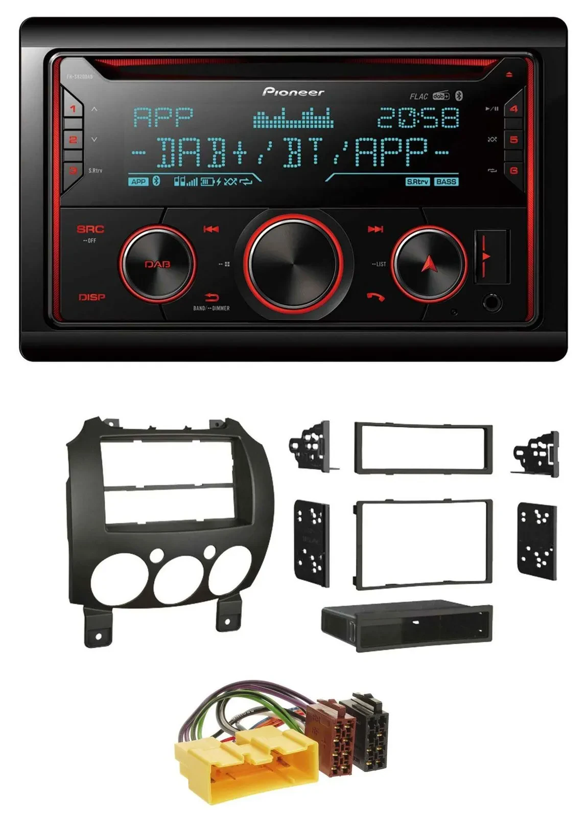Автомагнитола Pioneer 2-DIN DAB MP3 Bluetooth USB CD для Mazda 2 (с 2007)