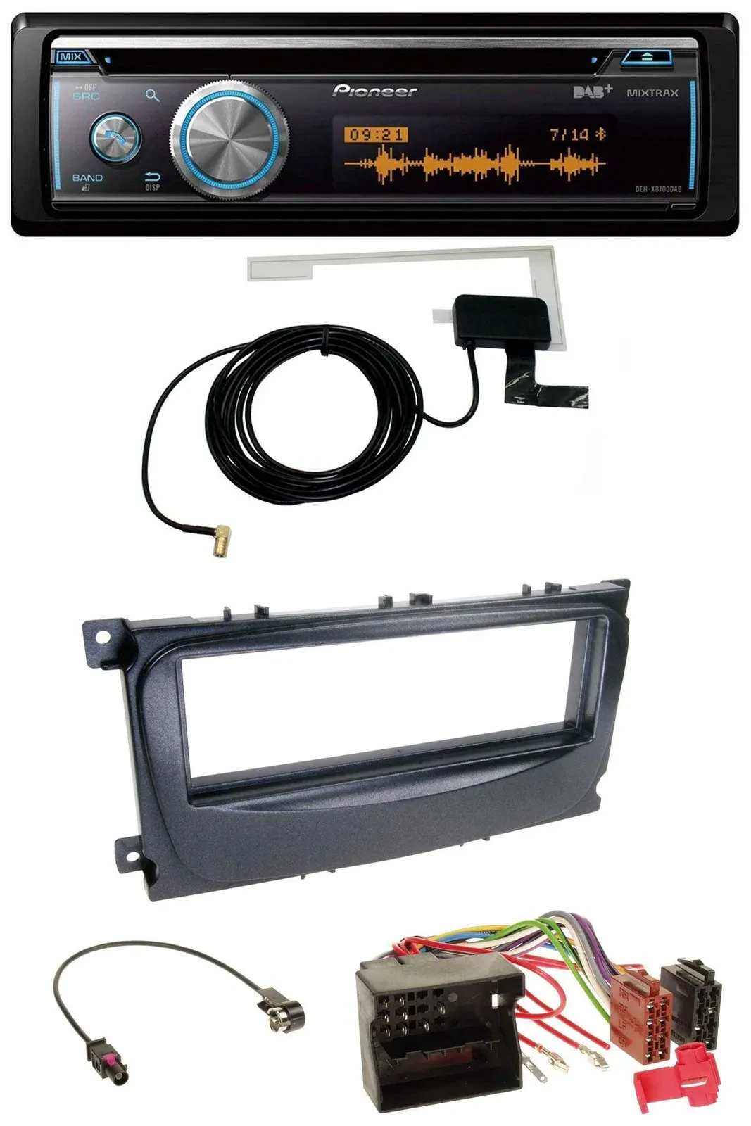 Pioneer Bluetooth DAB MP3 USB CD Autoradio für Ford Mondeo S-Max 07-14 schwarz