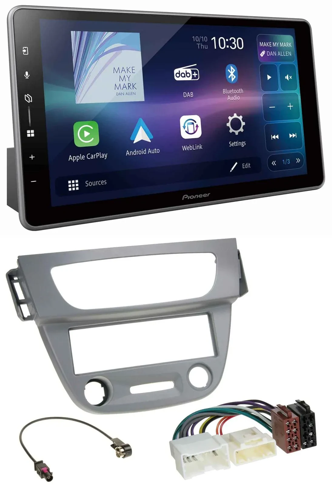 Pioneer Bluetooth USB DAB MP3 Autoradio für Renault Megane 3 (12-14) - grau