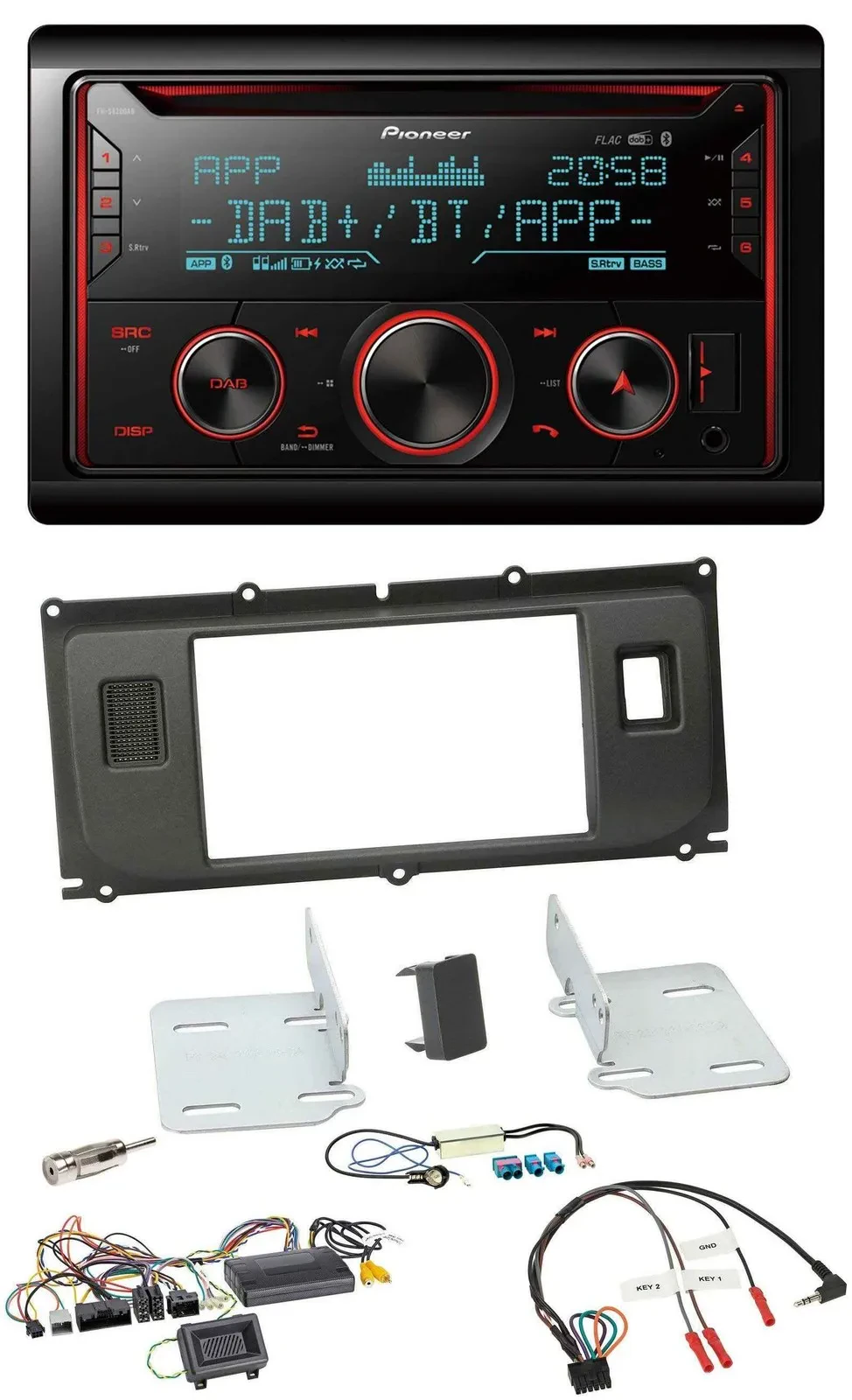 Pioneer 2DIN DAB Lenkrad Bluetooth USB CD Autoradio für Land Rover Evoque Blinds