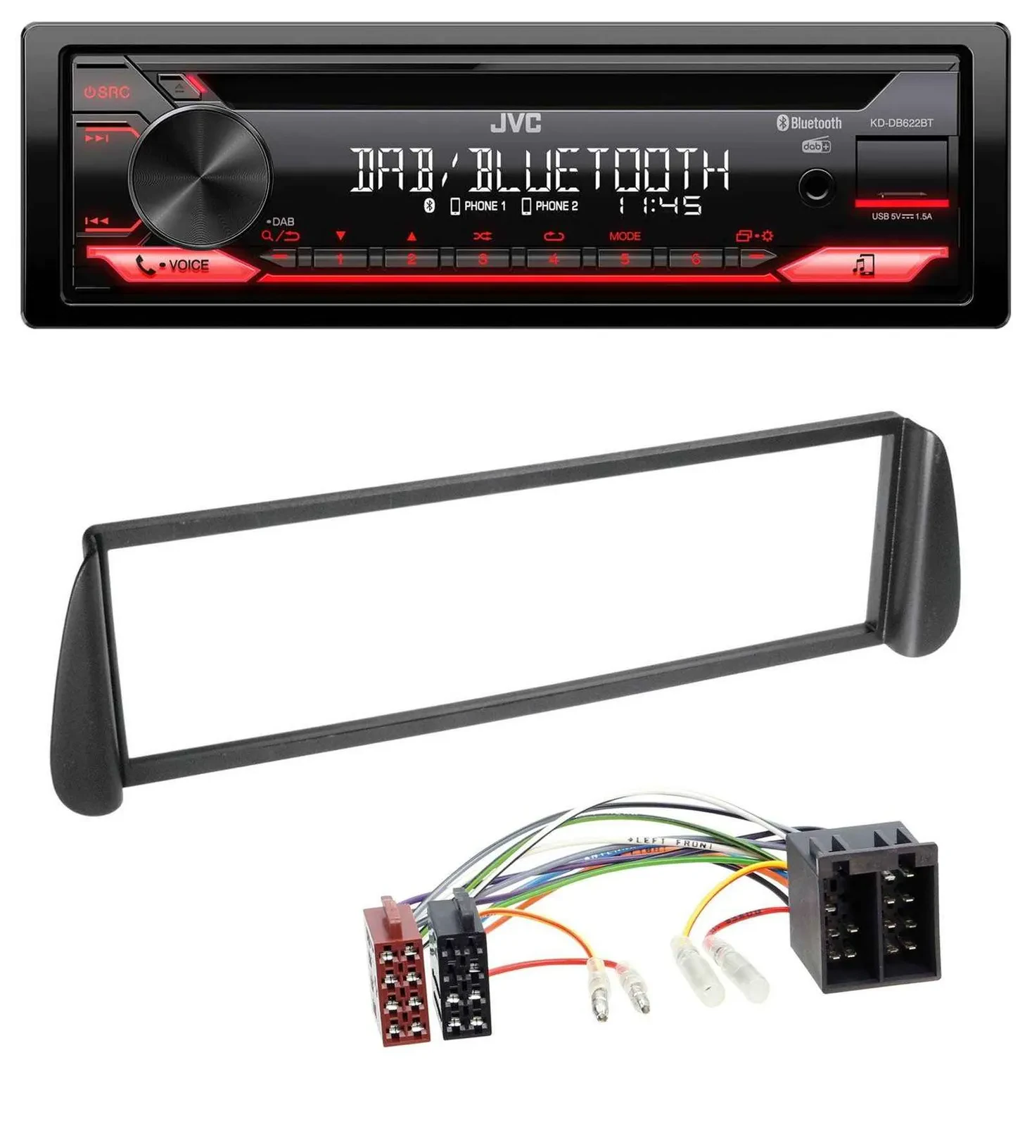 Автомагнитола для Citroen Xsara Picasso (с 2000) JVC CD/DAB/USB/Bluetooth/MP3