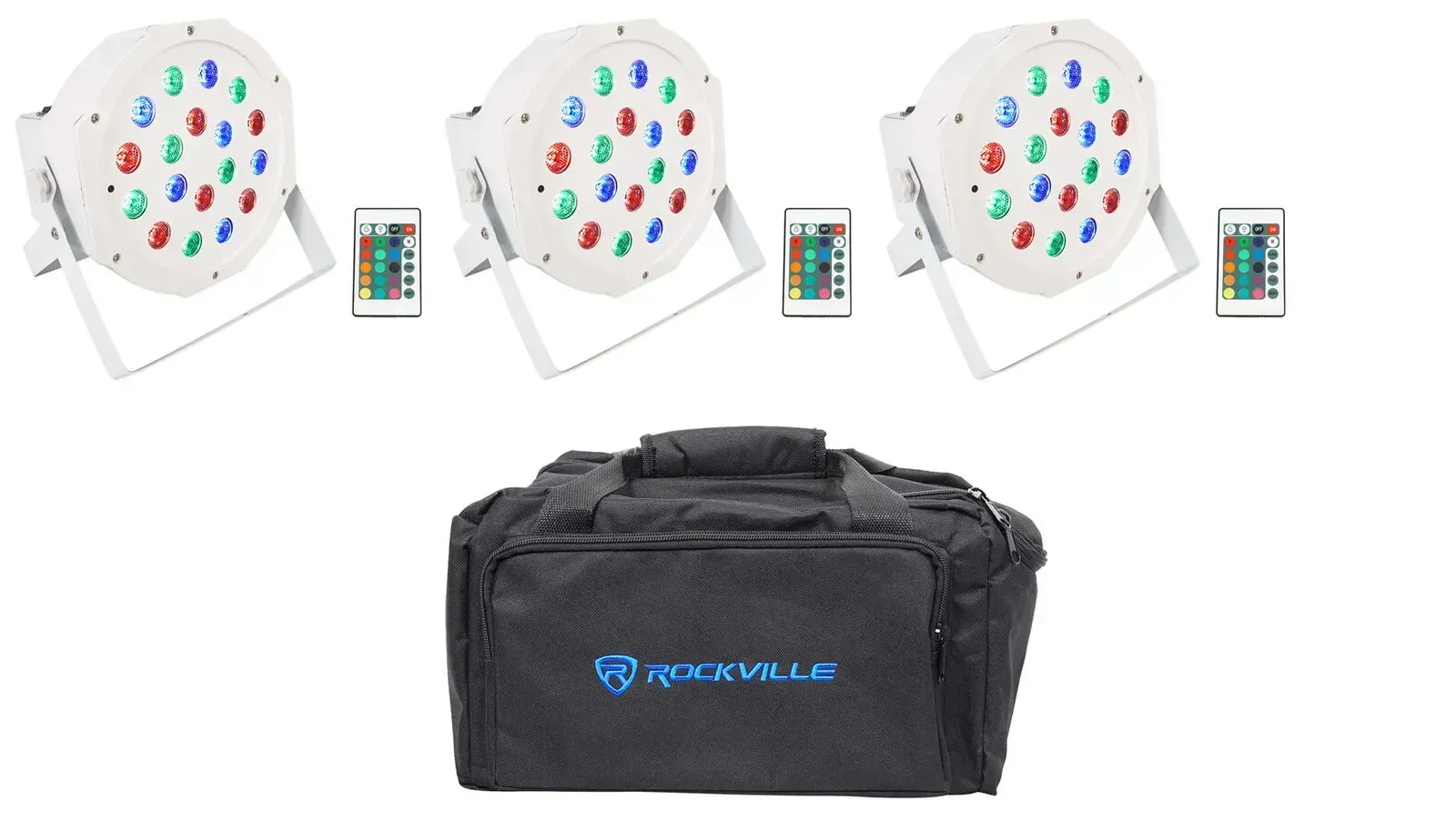 Светодиодный прибор Rockville BATTERY PAR 50 White с чехлом (3 штуки)