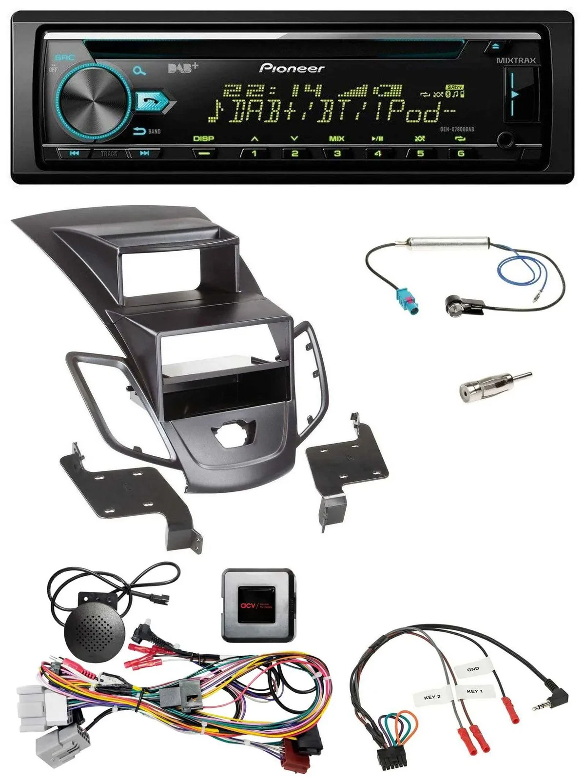 Pioneer DAB Lenkrad CD USB Bluetooth Autoradio für Ford Fiesta 10-13 Display sch