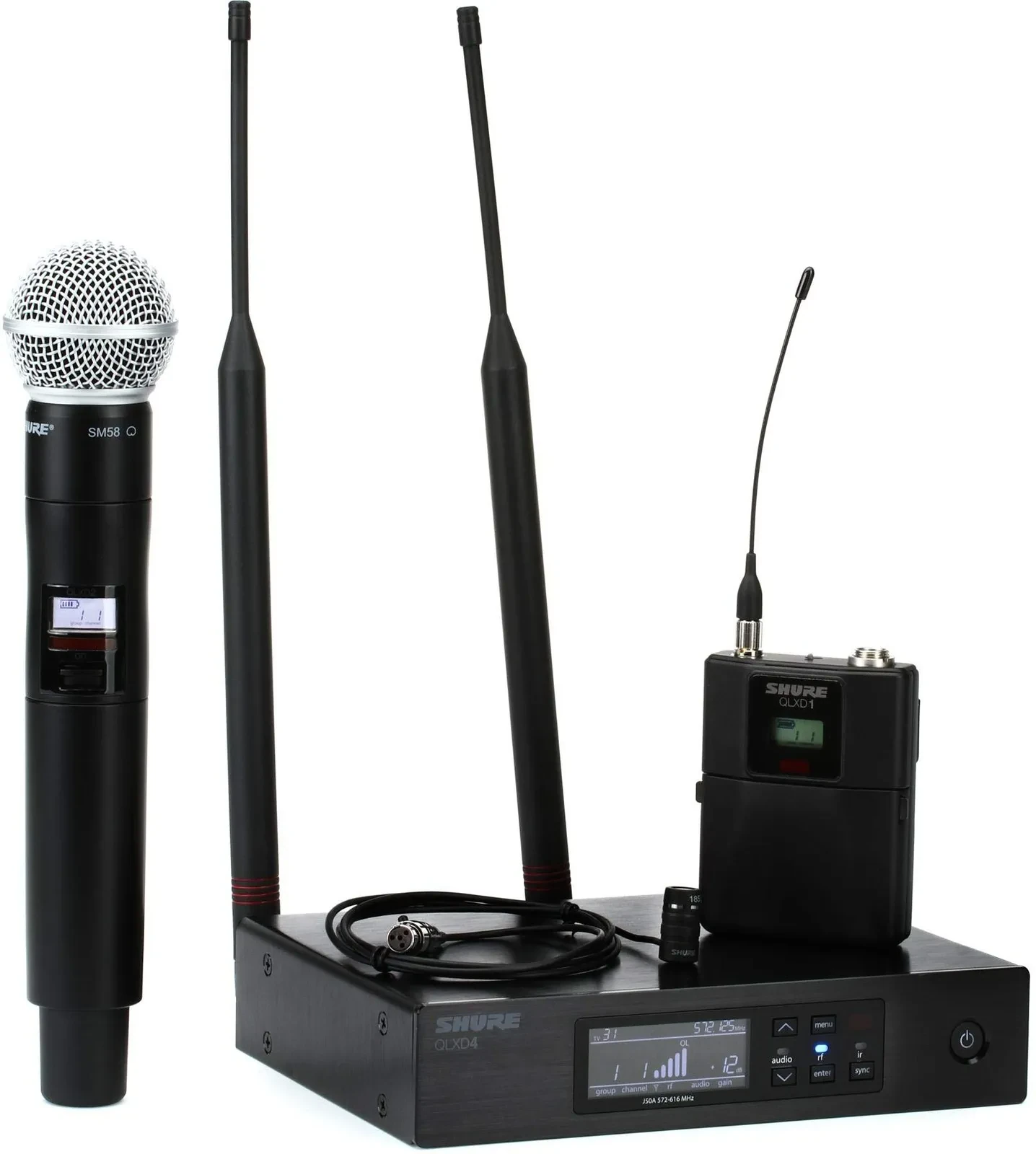 Shure QLXD124/85 Wireless Vocal Combo System with WL185 J50A: 572 - 608