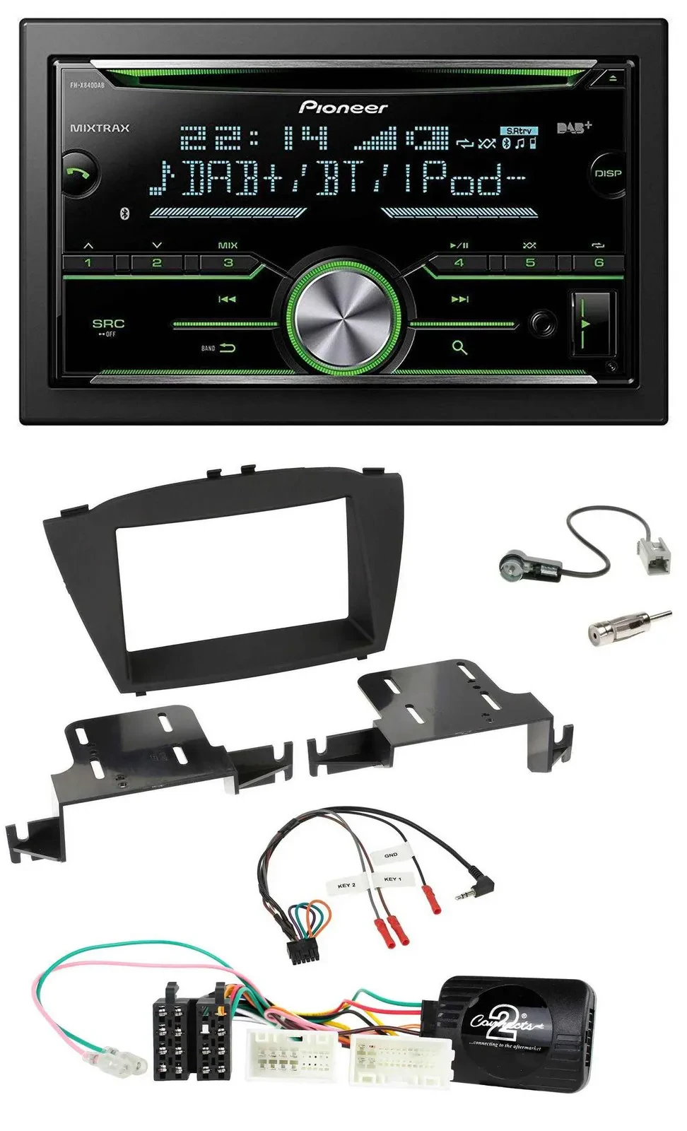 Автомагнитола для Hyundai ix35 Pioneer 2DIN CD USB Bluetooth DAB с поддержкой кнопок на руле