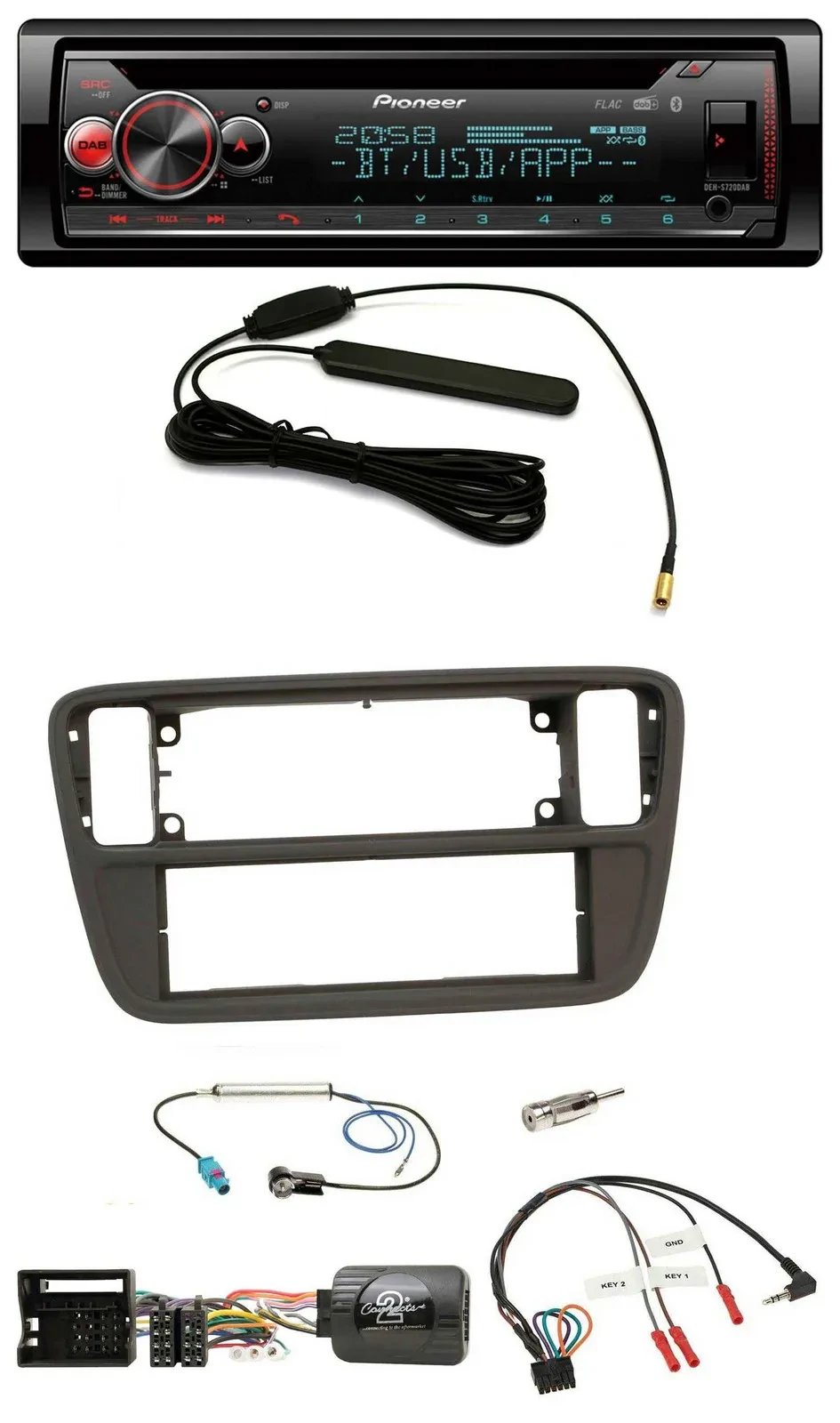 Автомагнитола Pioneer CD USB Bluetooth DAB для VW Up (2011–2016) черная