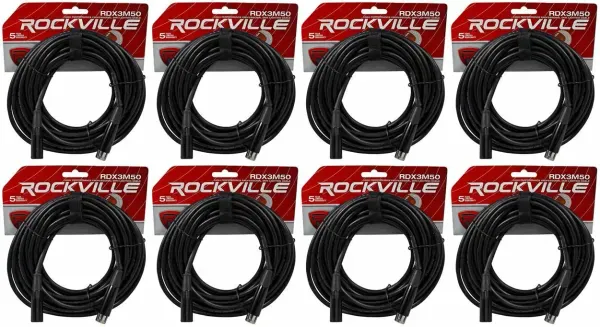 DMX-кабель Rockville RDX3M50 Black 15.25 м (8 штук)