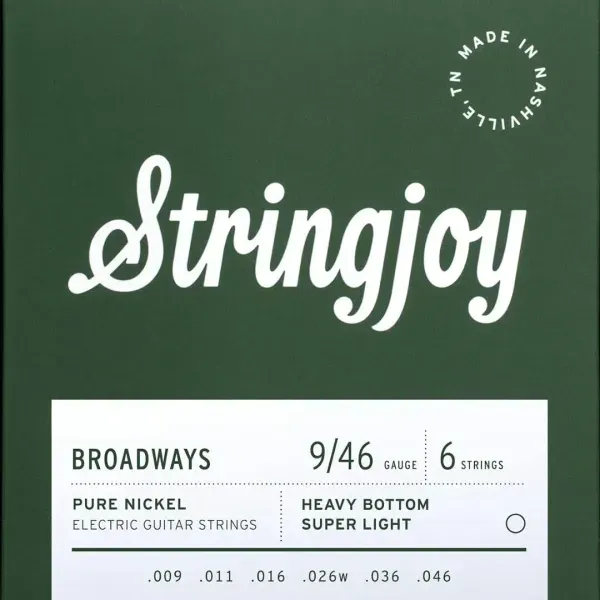 Струны для электрогитары Stringjoy Broadways Pure Nickel Heavy Bottom Super Light 9-46