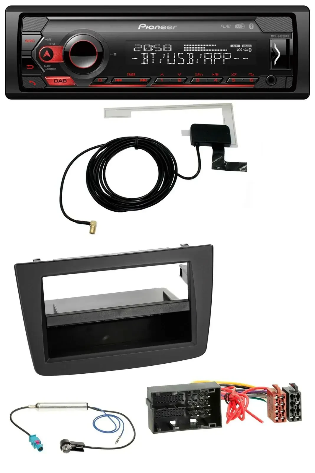 Автомагнитола для Alfa Romeo Mito (955) Pioneer DAB, USB, MP3, Bluetooth, черный