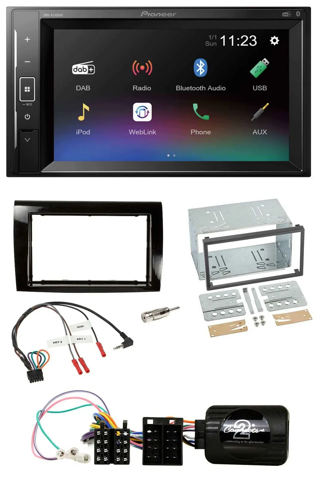 Автомагнитола Pioneer 2DIN DAB Bluetooth USB для Fiat Bravo 2007–2014 с поддержкой кнопок на руле