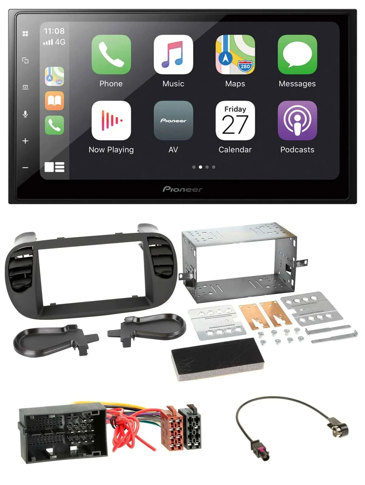 Автомагнитола для Fiat 500 (с 2012) Pioneer 2DIN Bluetooth DAB USB MP3 Soft Touch