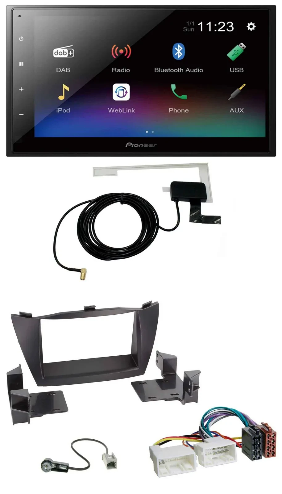 Автомагнитола для Hyundai Tucson 2010–2015 Pioneer 2 DIN, DAB, MP3, Bluetooth, USB