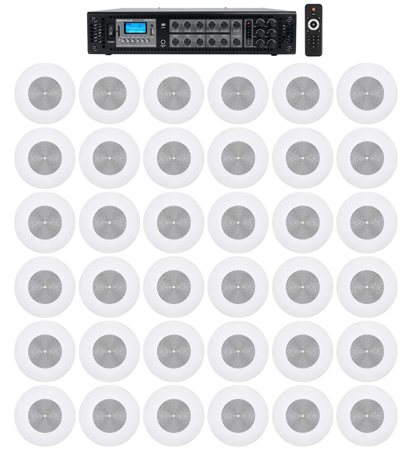 Потолочная акустика Rockville RCS180-6+(36) CSS8008 White с усилителем (36 штук)